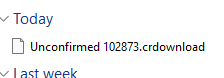 Showing how Windows explorer may see the file (depending on the browser you use) while it is being downloaded
