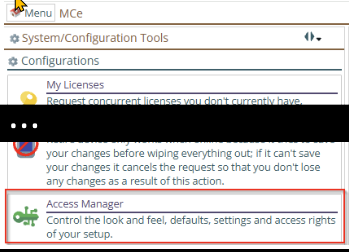 Shows the Access Manager in the Configuration module