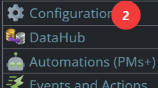 Shows the location of the Configuration option in the menu