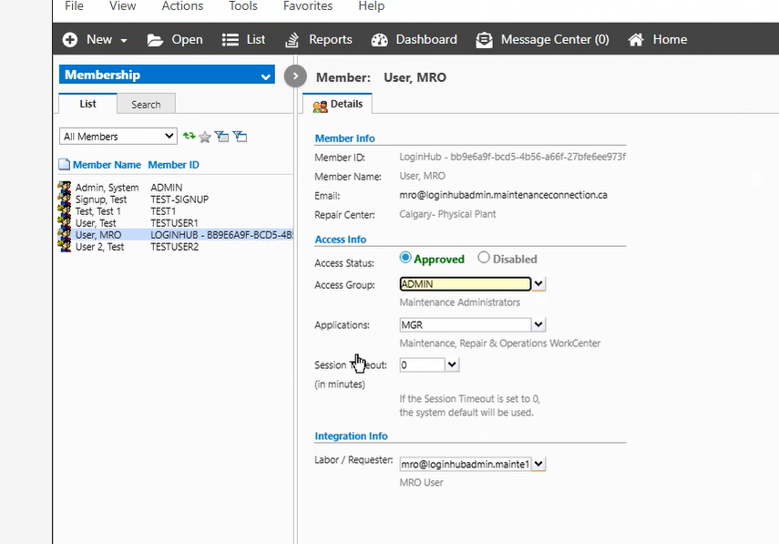 Shows the LoginHub auto-created account