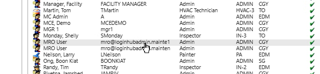Shows LoginHub created user in a wider list