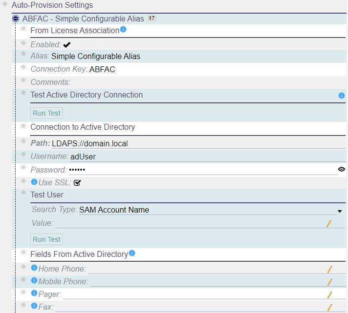 Shows auto provision settings