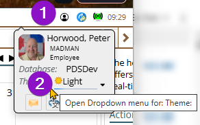 Changing between light and dark mode if you didn't do so on login