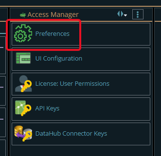 Getting to Preferences button from the Access Manager menu