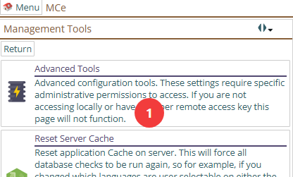 Shows button to push for advanced tools