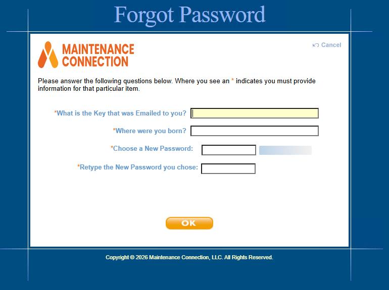 Shows challenge questions for resetting password