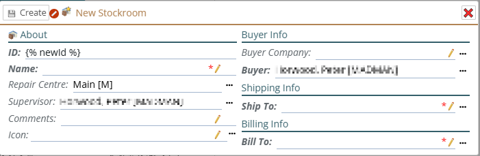 Shows the new stockroom dialog