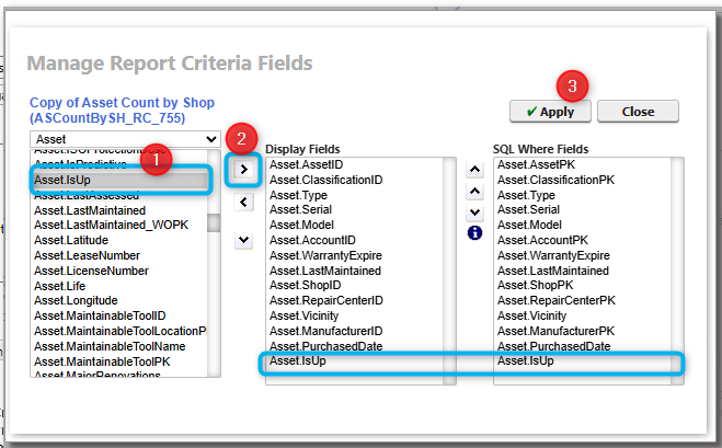 Criteria Builder pop-up
