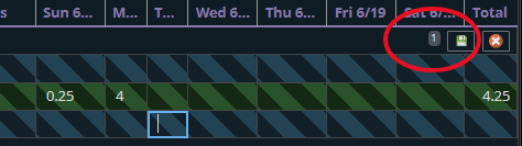 Shows there is 1 row ready to be saved