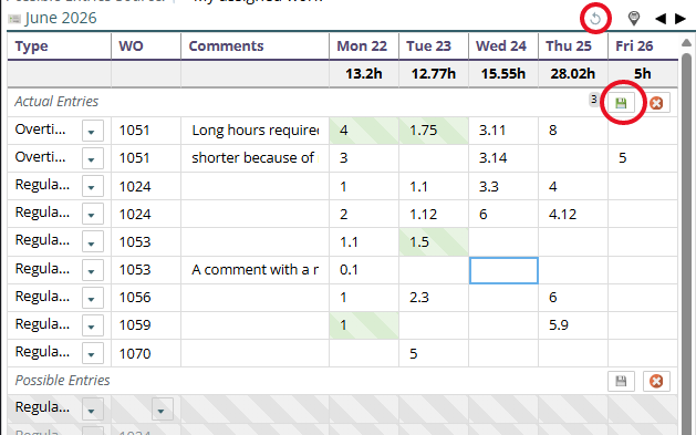 shows adjusting times and highlighting save and reload button.