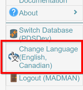 Shows change Language Option