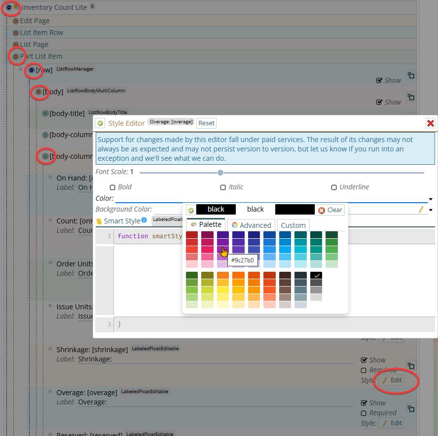 Shows changing color of overage to avoid mistakes in entry