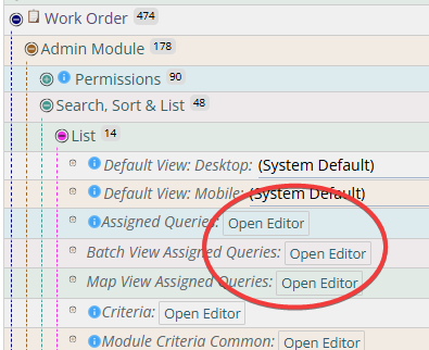 Shows in preferences editing queries