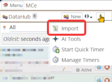 Shows the import option