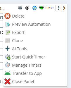 Shows options, in particular 'Transfer to [Android] app"