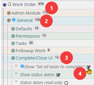 Shows the steps to turn the set all tasks to complete on or off