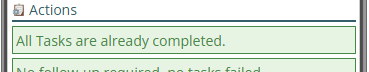 Shows the green banner that all tasks are complete