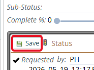 Shows the position of the save button in the inset status dialog