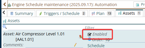 shows where an asset may be disabled and therefore receive no more automations