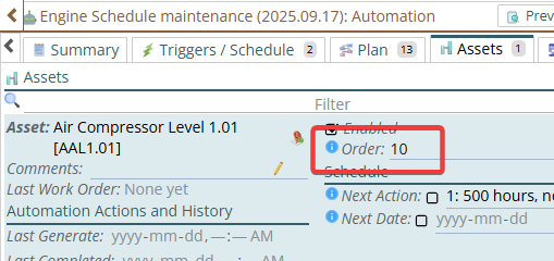 Shows the current step for this automation and asset