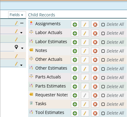 Shows selecting child records