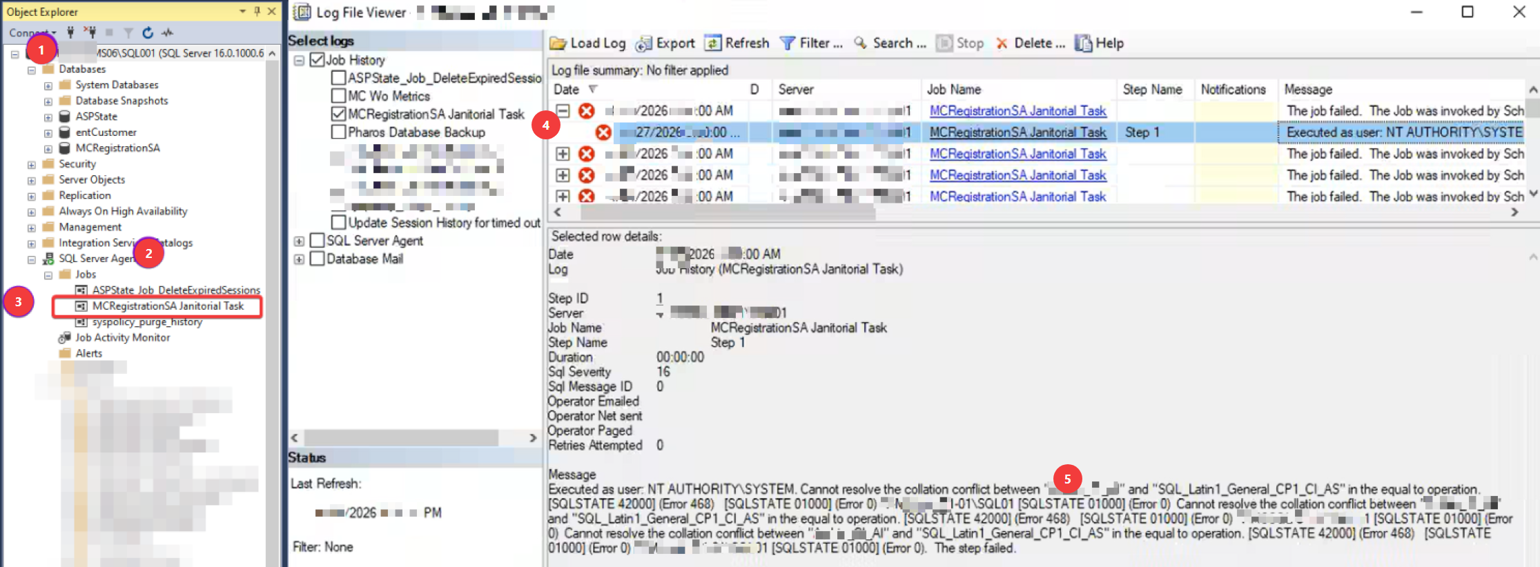 Shows an expected error when you don't have the SQL_Latin1_General_CP1_CI_AS collation