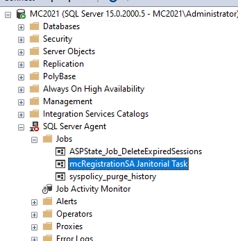 Shows how to verify mcRegistrationSa is scheduled