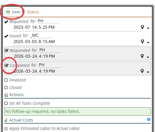 showing the save button on the status dialog
