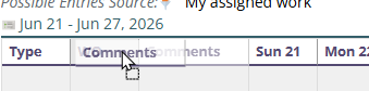 Shows dragging the Comments column