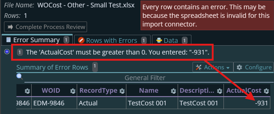 shows validation result