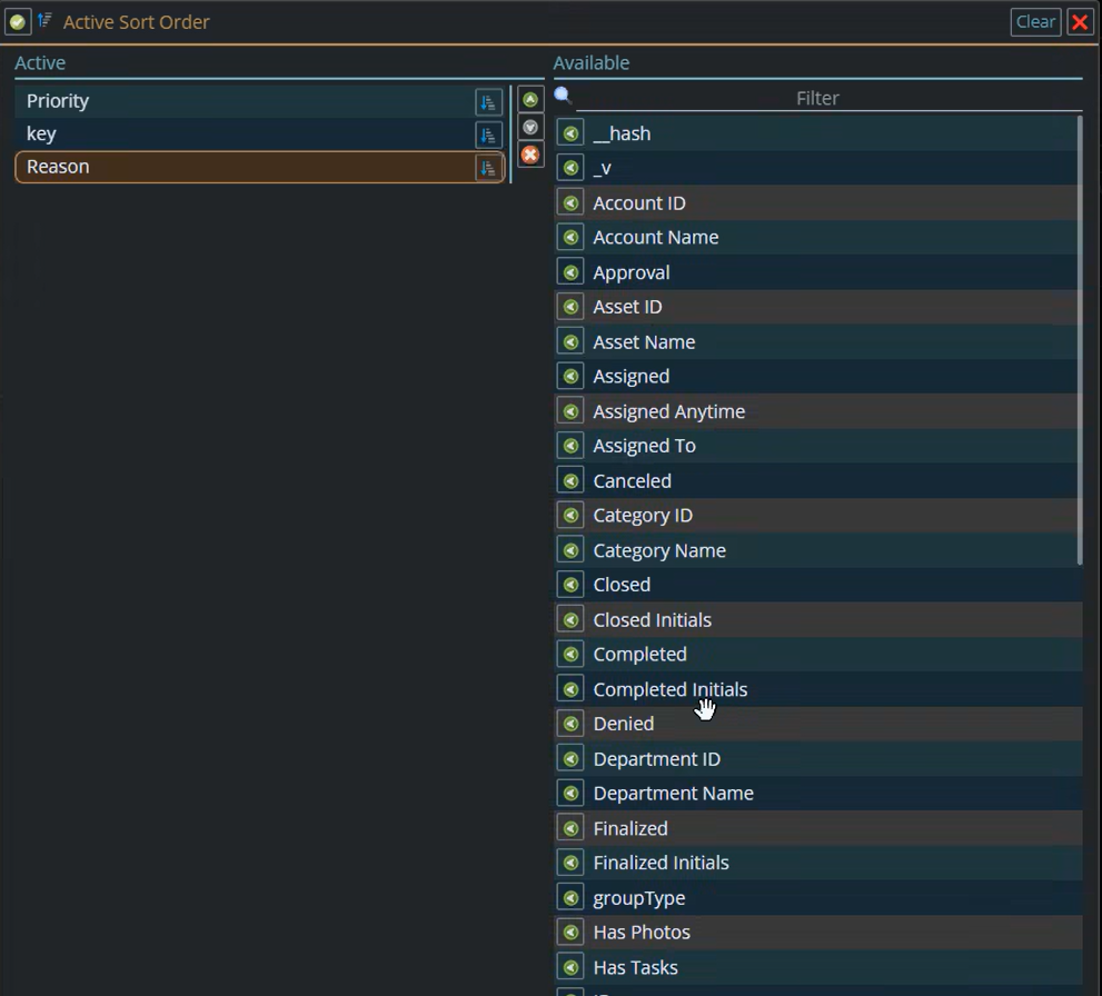 Shows things you can sort on