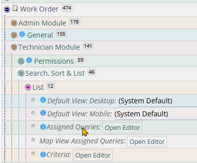 Shows changing list of queries