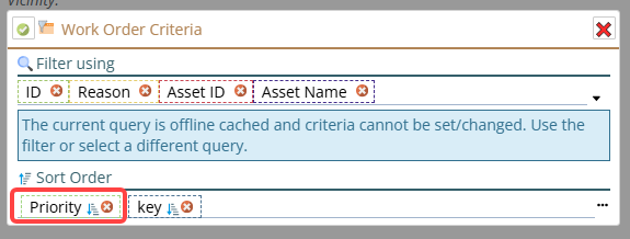 Shows setting the sort order to priority first