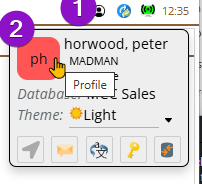 Shows getting into your profile from the user 'me' button