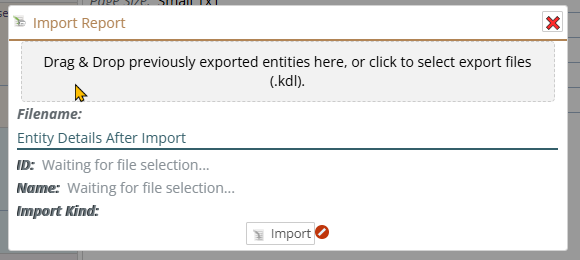 shows where to click to select or drag and drop the .kdl file you want to import