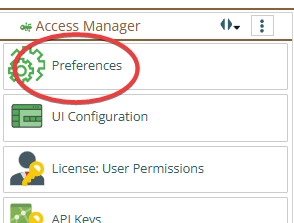 Shows Preferences selector in Access Manager