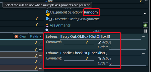 Shows what the Assignment Selection operates on