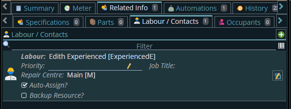 Shows a labor that is auto assigned