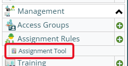 Shows accessing the Assignment tool from the main menu