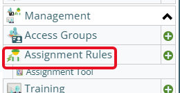 Shows Assignment rules in the main menu
