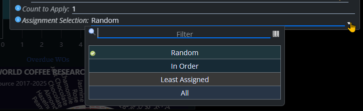Shows choices in the Assignment Selection