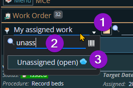 show how to find unassigned work orders
