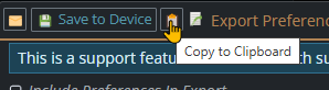 shows email save to device and clipboard options