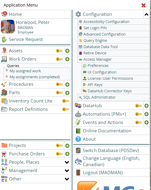 Shows all the features that I have permission to use but I don't currently have a license for