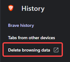 Shows delete browsing data in Brave