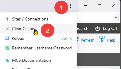 Shows Clear Cache for Desktop App for MC