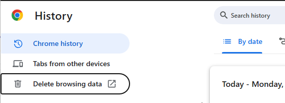 Shows Delete browsing data in Chrome