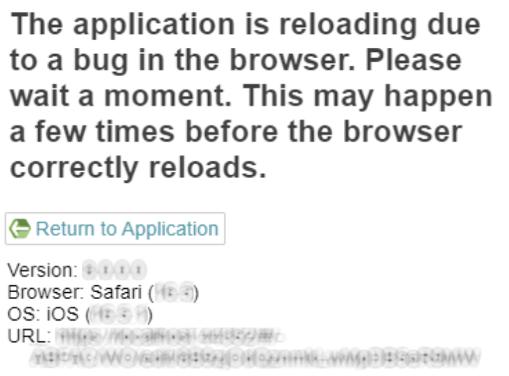 Shows application reloading screen