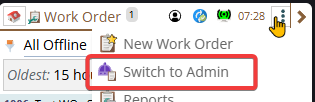Shows switching to Admin view