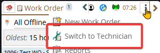 Shows switching to Technician view